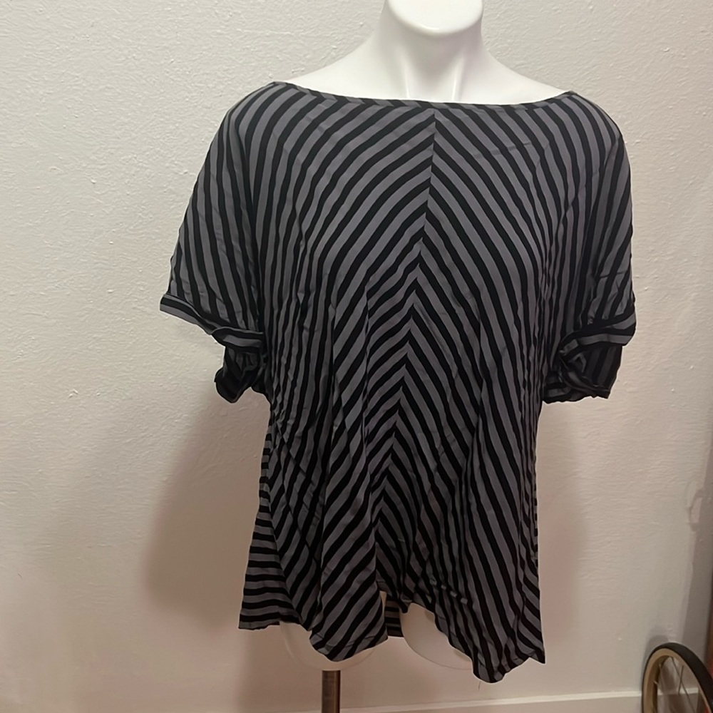 Pure Energy Gray Black Striped Shirt